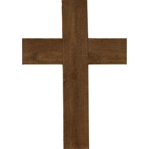 Ekena Millwork 20"W x 36"H x 3/4"D Vintage Farmhouse Cross, Barnwood Decor Collection, Weathered Brown DECR020X036X0750CRSBR